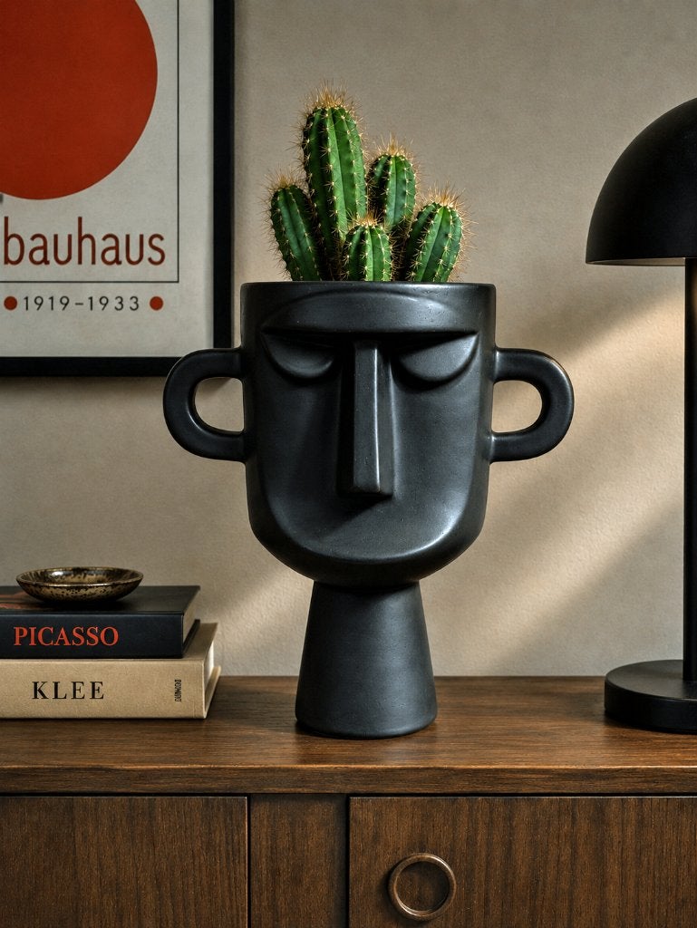 Sculptural Vase Totem Fetiche in fine Earthenware, Envoi