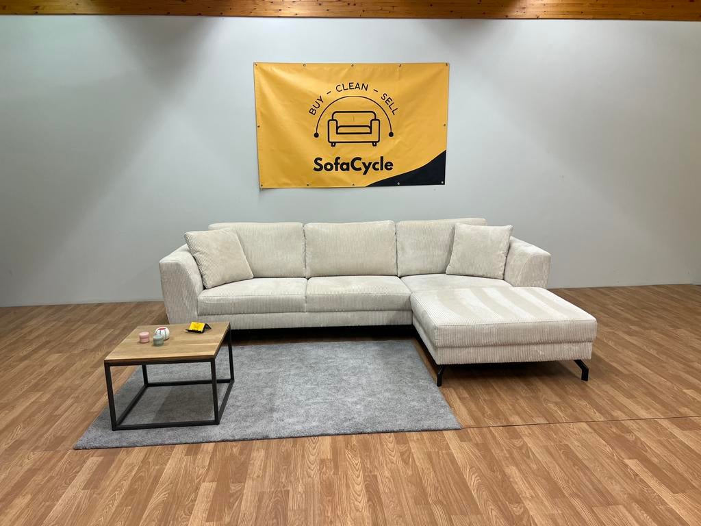 Witte Ribstof zetel / SofaCycle / Levering mogelijk, Ophalen of Verzenden