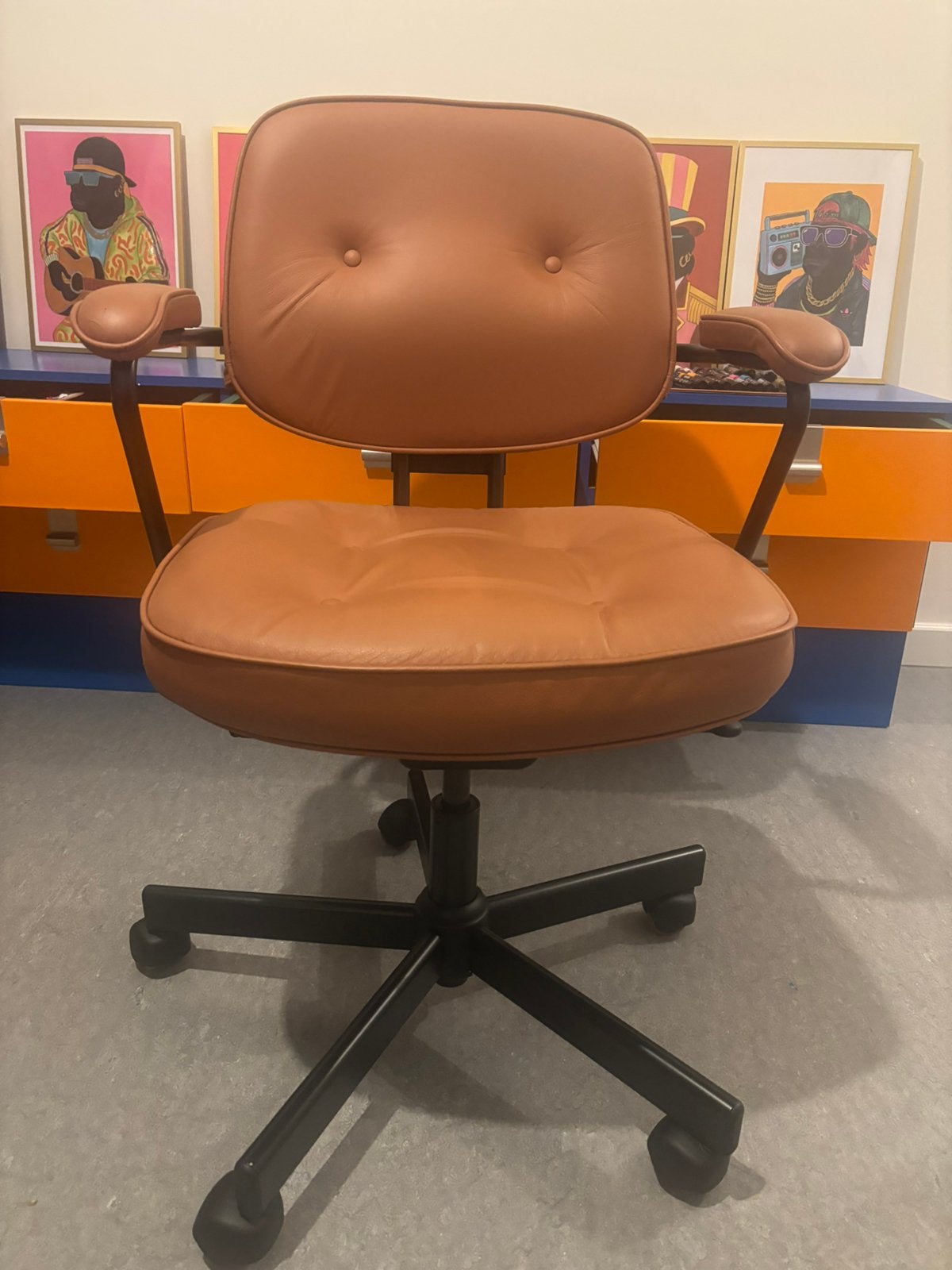 Lederen bureaustoel, Enlèvement, Comme neuf, Chaise de bureau