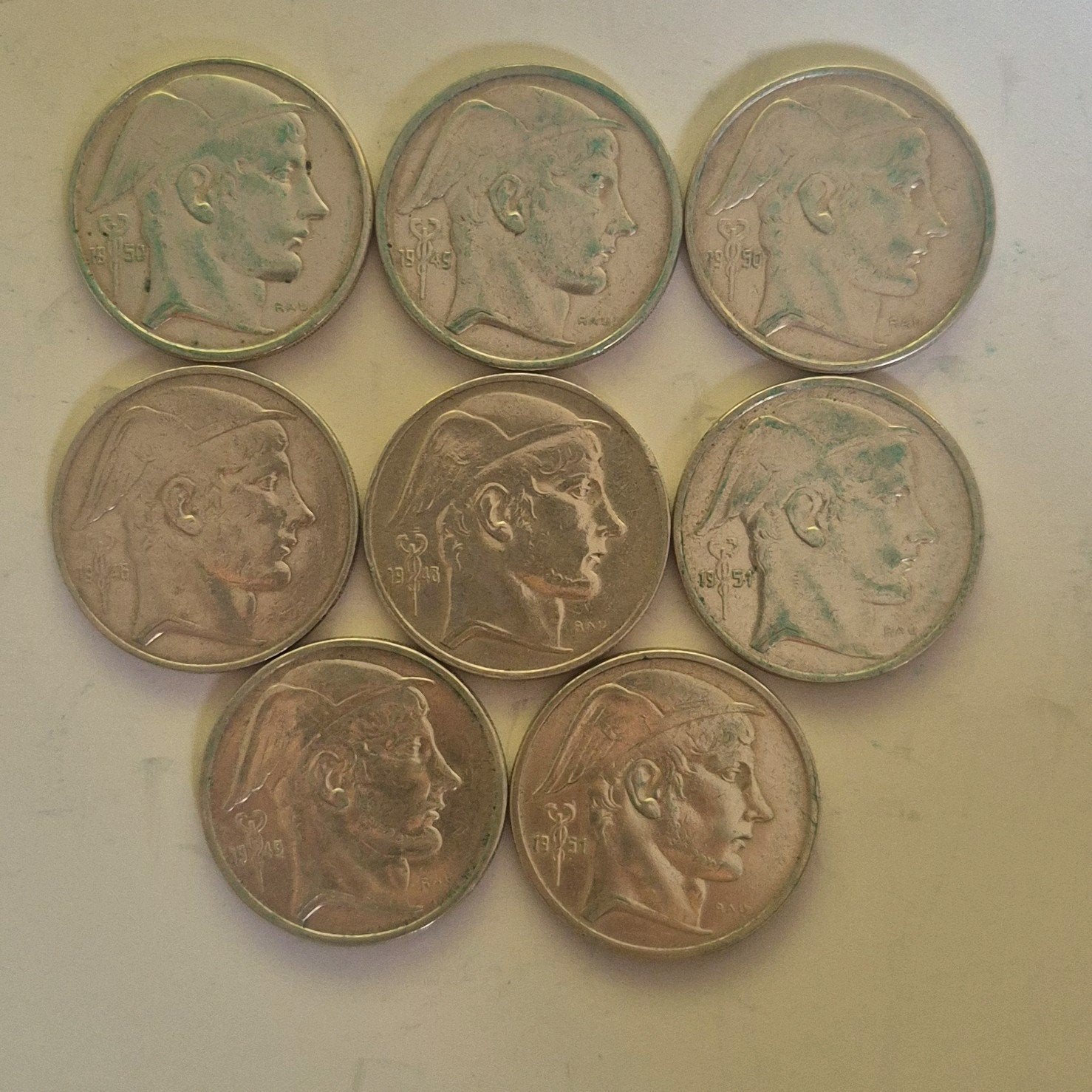 Belgische zilveren munt van 50 frank, 1950, NL/FR, Postzegels en Munten, Ophalen, Setje, Zilver, Zilver
