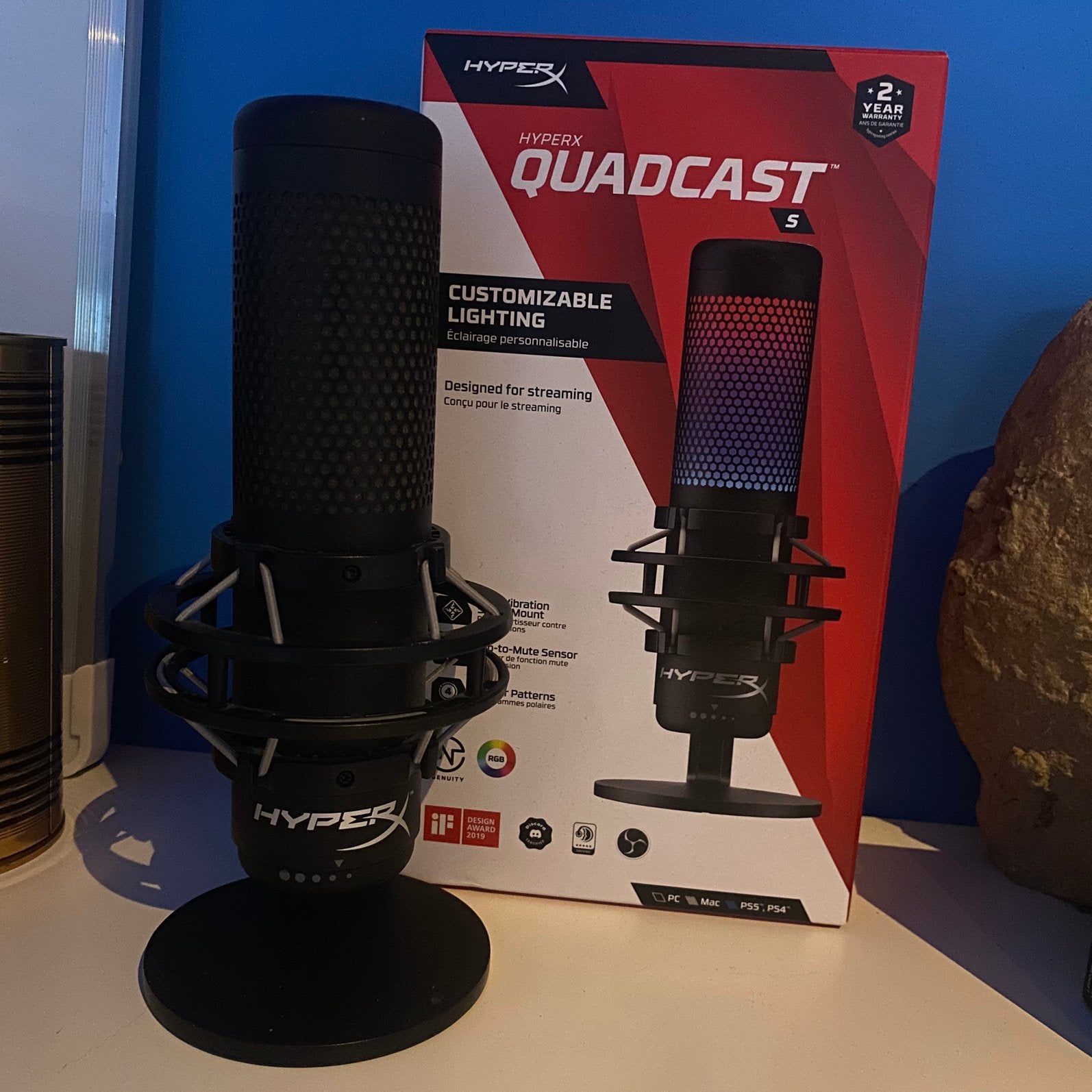 HyperX Quadcast S, Musique & Instruments, Enlèvement ou Envoi, Comme neuf, Micro studio, Sans fil