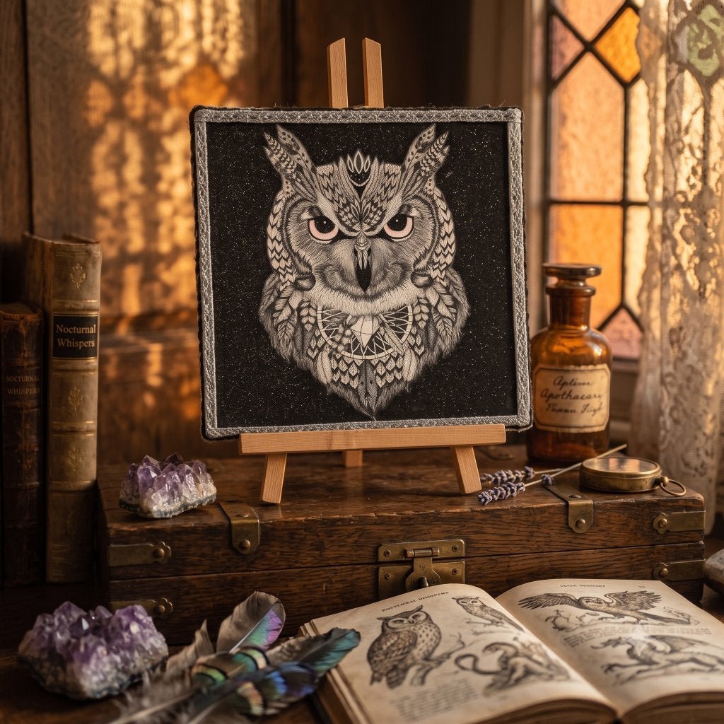 Tableau Hibou Chouette Noir Blanc 30x30cm Déco Murale, 30 cm, Autres styles, Tableau, Comme neuf