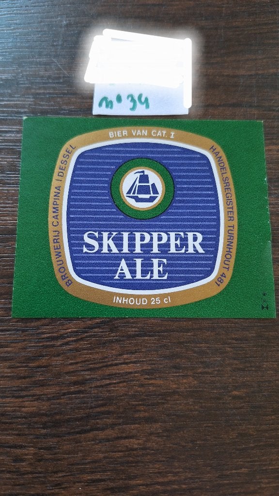 etiket Skipper Ale (nr34), Ophalen, Zo goed als nieuw, Overige typen, Overige merken