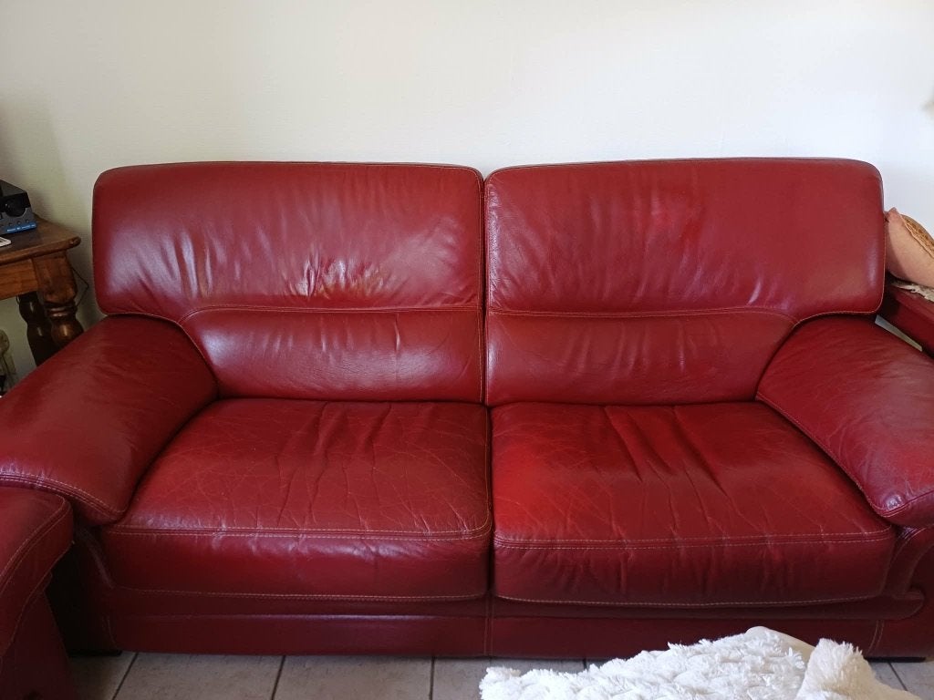 Salon en cuir, Huis en Inrichting, Fauteuils, Gebruikt, Leer, Ophalen
