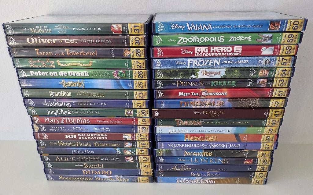 Walt Disney films met gouden rugnummer en specials, Cd's en Dvd's, Ophalen of Verzenden