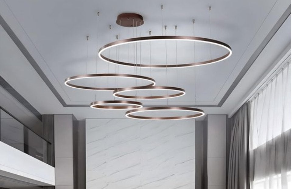 5 Ring hanglamp, Ophalen, Kunststof, Nordic ring  hanglamp, Nieuw