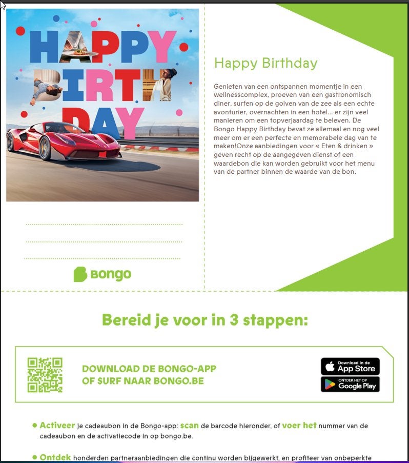 BONGO BON €100 | Gelukkige Verjaardag