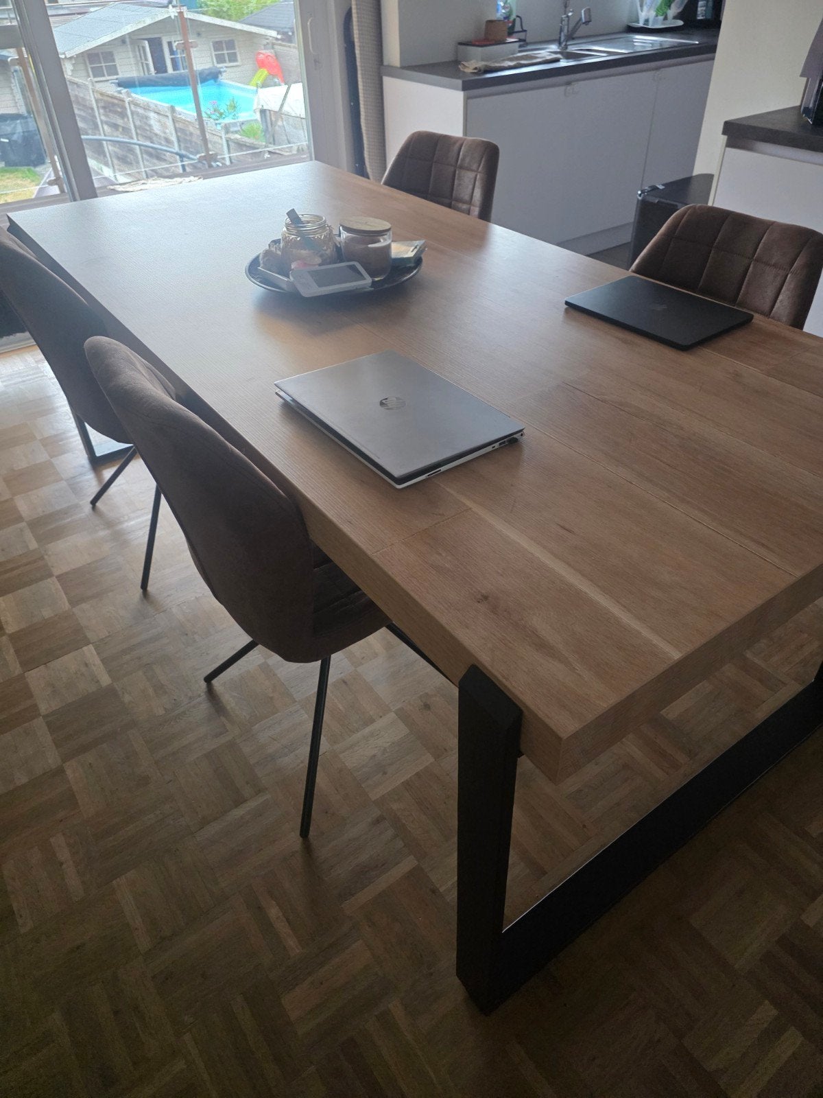 tafel 240x100 + 5 stoelen, Huis en Inrichting, Tafels | Eettafels, Ophalen