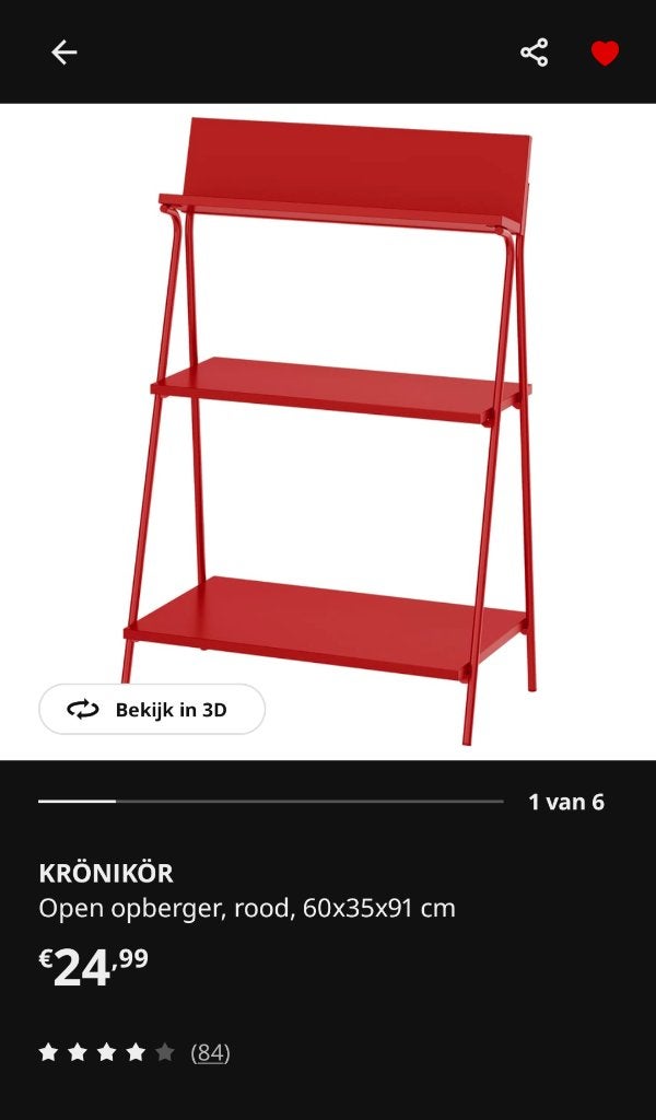 Ikea rek rood, Ophalen, Zo goed als nieuw