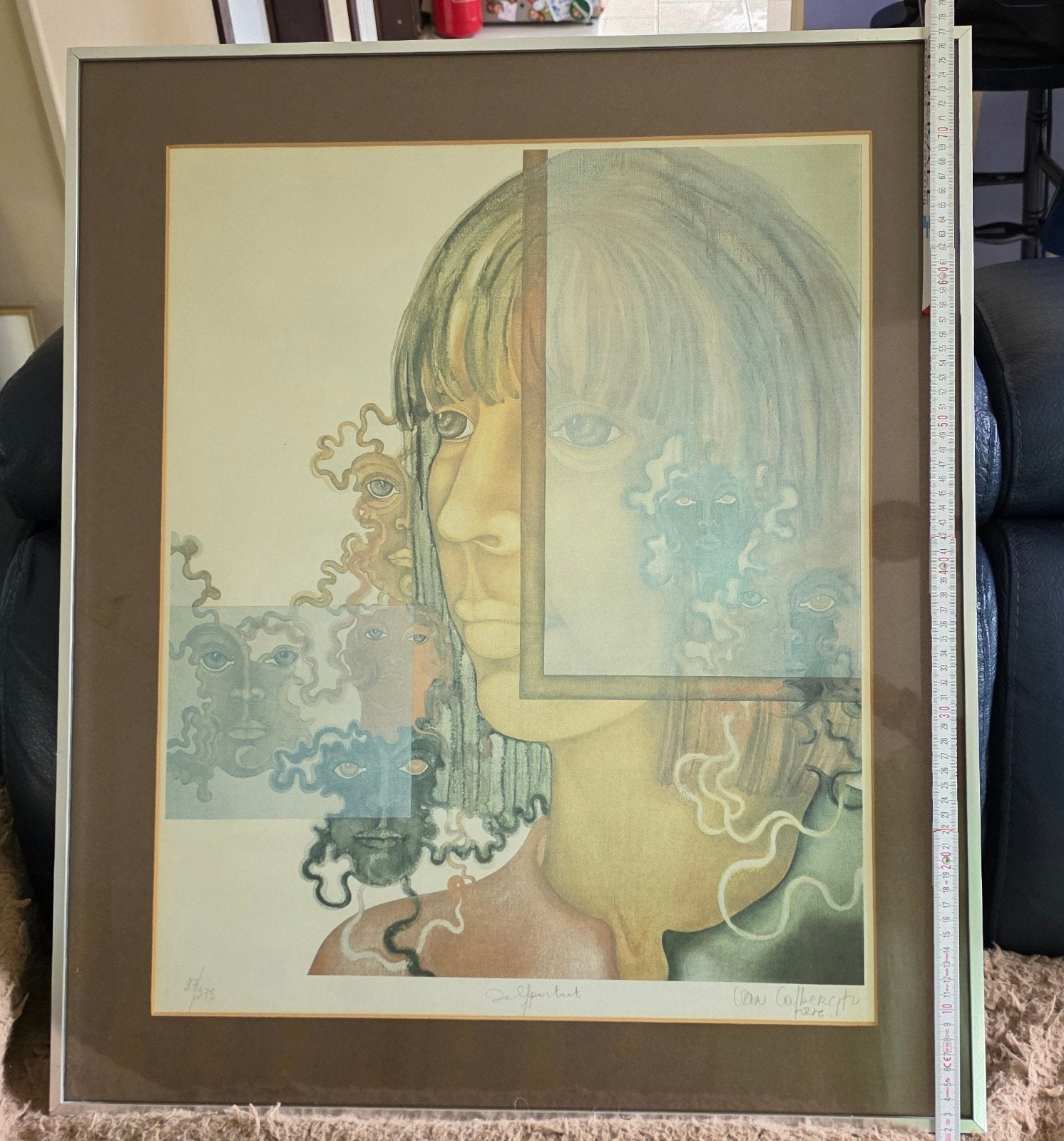 schilderij zelfportret, Ophalen, Achter glas, Portret