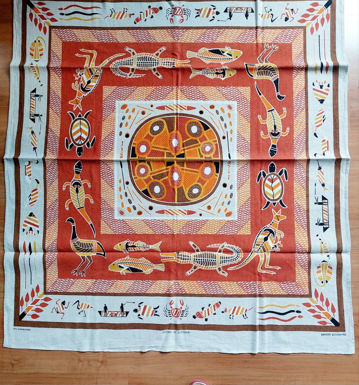 Australische souvenierdoek 113x135 aboriginal art, Ophalen of Verzenden