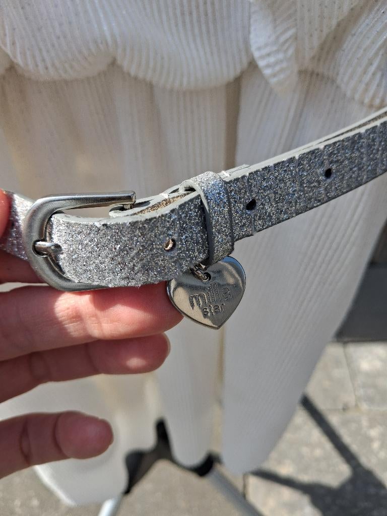 Zilver-wit communiekleedje maat 134, Ophalen, Gebruikt, Meisje, Jurk of Rok