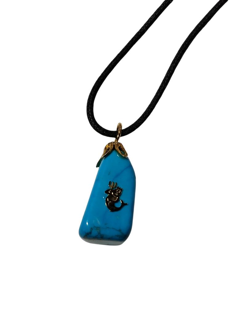 Collier verseau avec pierre turquoise, Enlèvement, Utilisé, Bleu, Avec pendentif