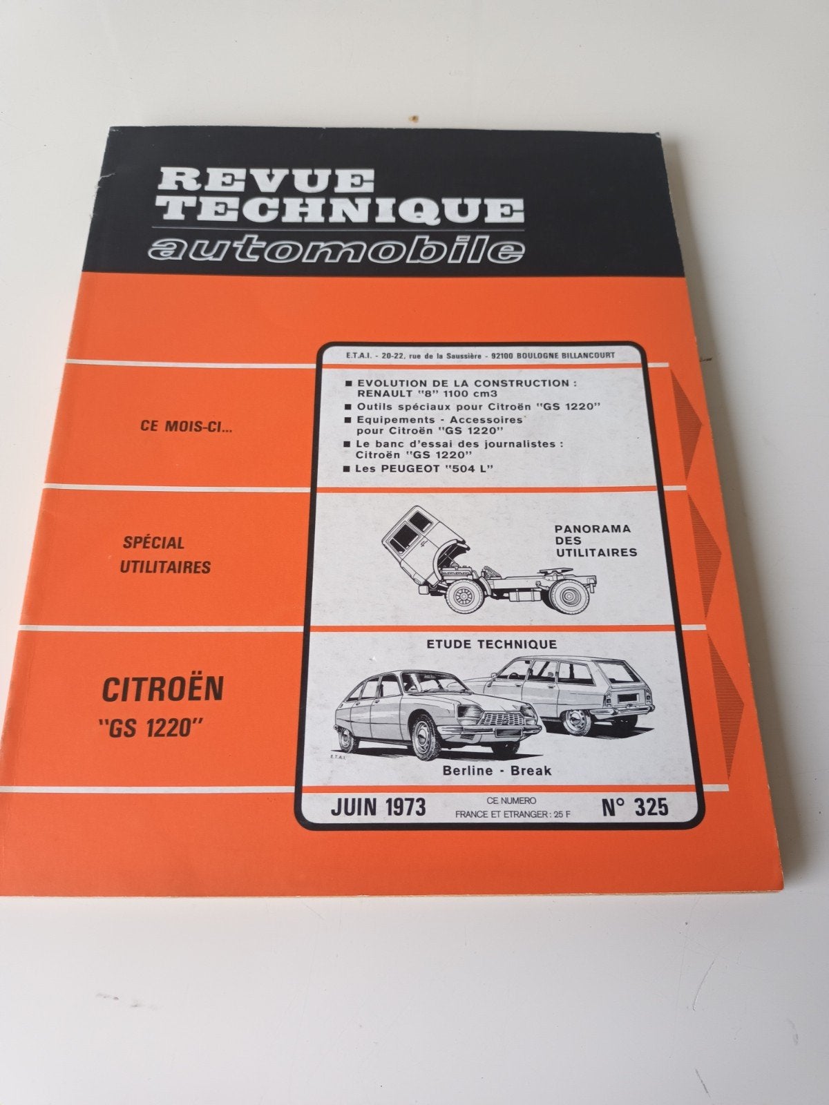 Revue Technique Automobile (RTA) N 325 – Juni 1973, Enlèvement ou Envoi