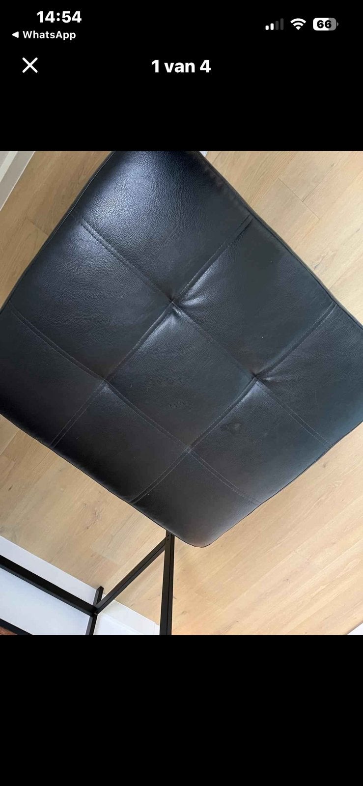 Zwarte poef, Ophalen, Gebruikt, Kunststof, Vierkant