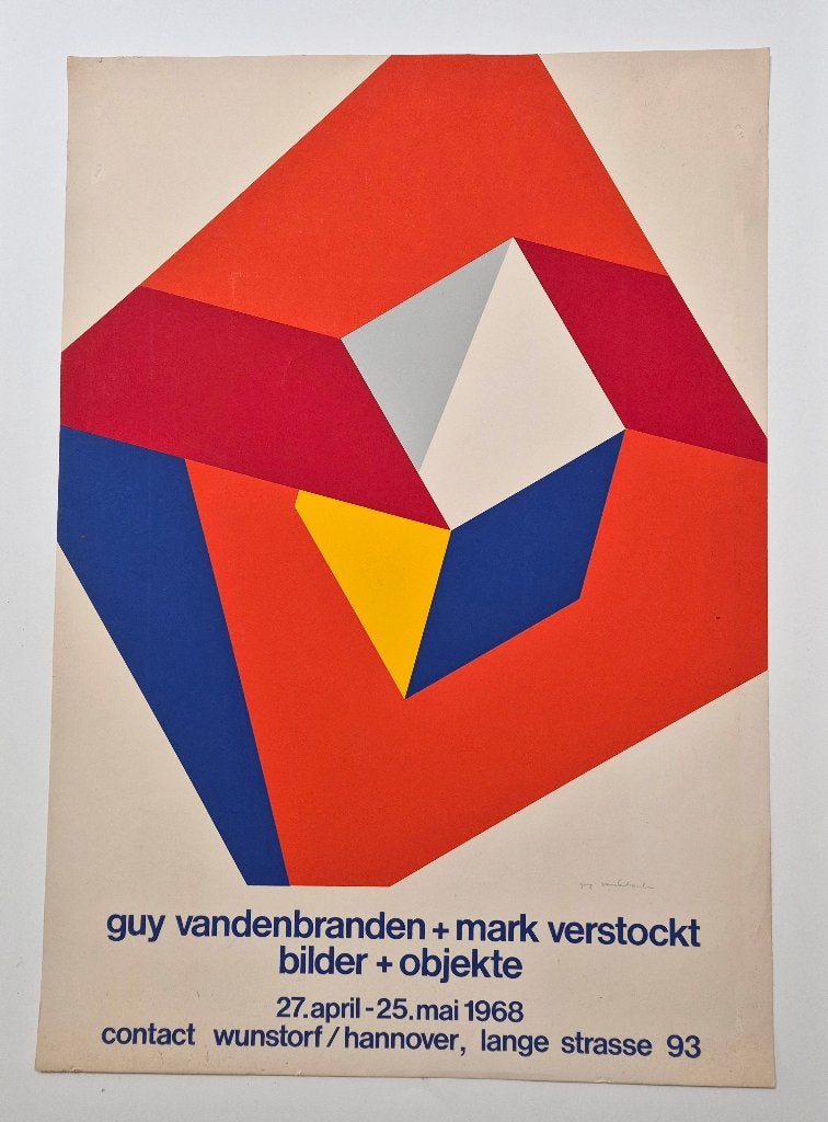 Guy Vandenbranden. Zeefdruk affiche. 1968., Antiek en Kunst, Zeefdruk, Gesigneerd, Abstract, Ophalen