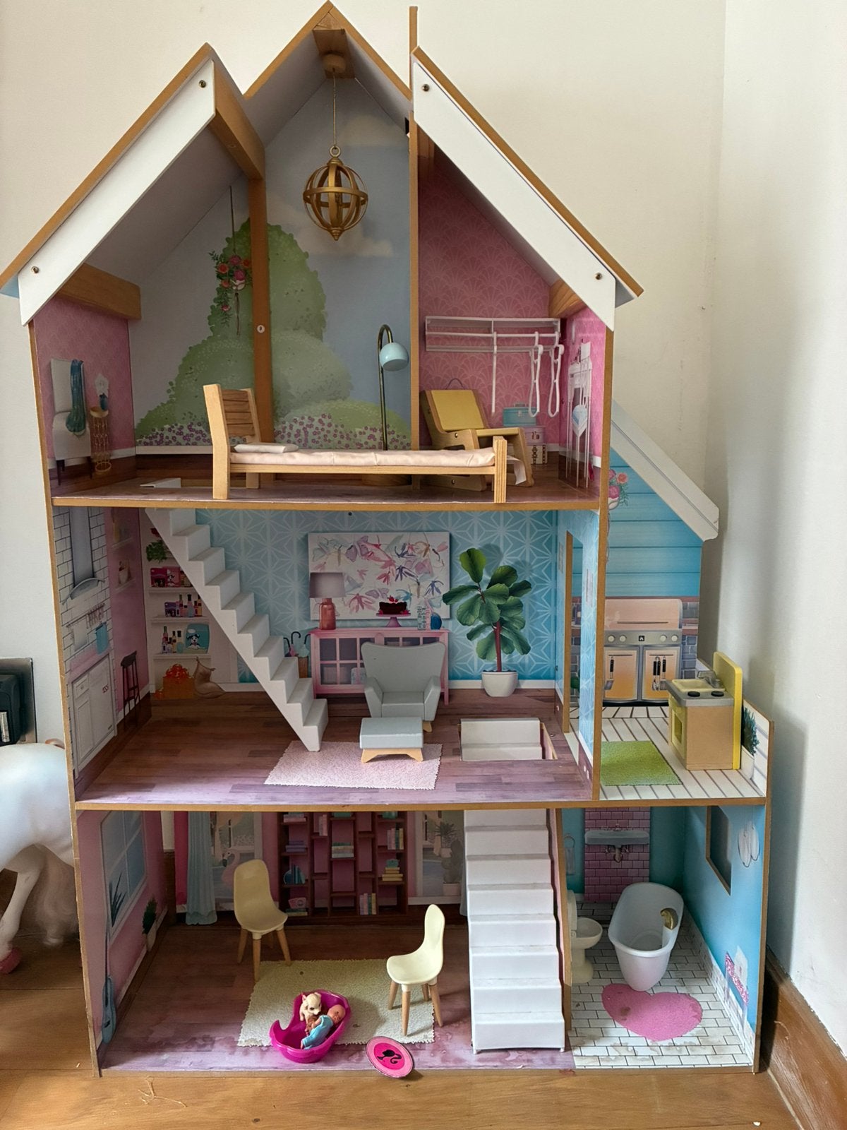 Poppenhuis Barbie met accessoires, Ophalen, Gebruikt, Poppenhuis