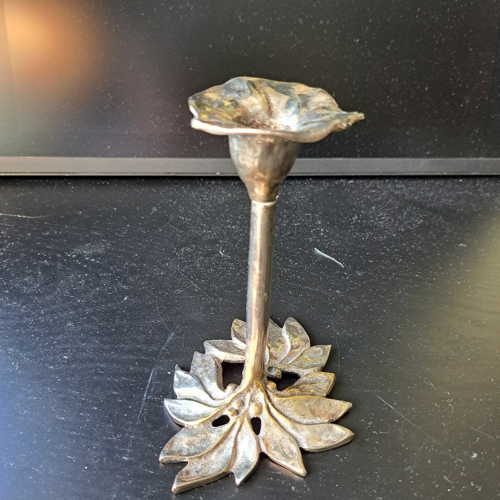 Vintage kandelaar, Ophalen of Verzenden, Metaal, Kandelaar, 17 cm