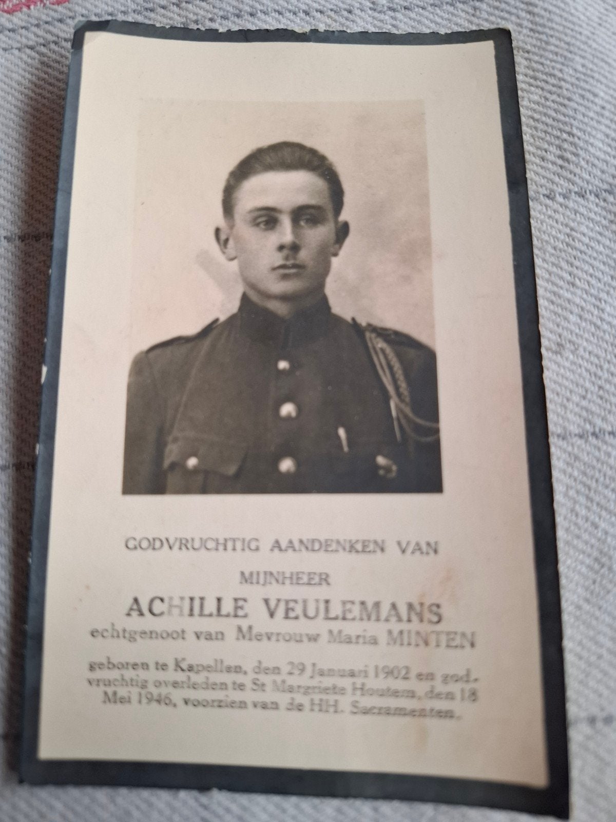bidprentje achille veulemans, Collections, Enlèvement ou Envoi, Image pieuse