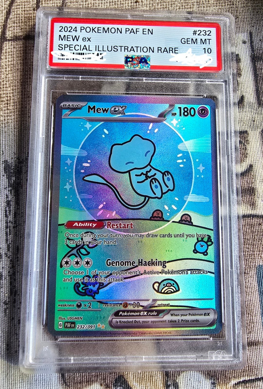 Pokémon graded kaart  Mew ex 232/091 PSA 10, Ophalen, Nieuw, Losse kaart, Foil