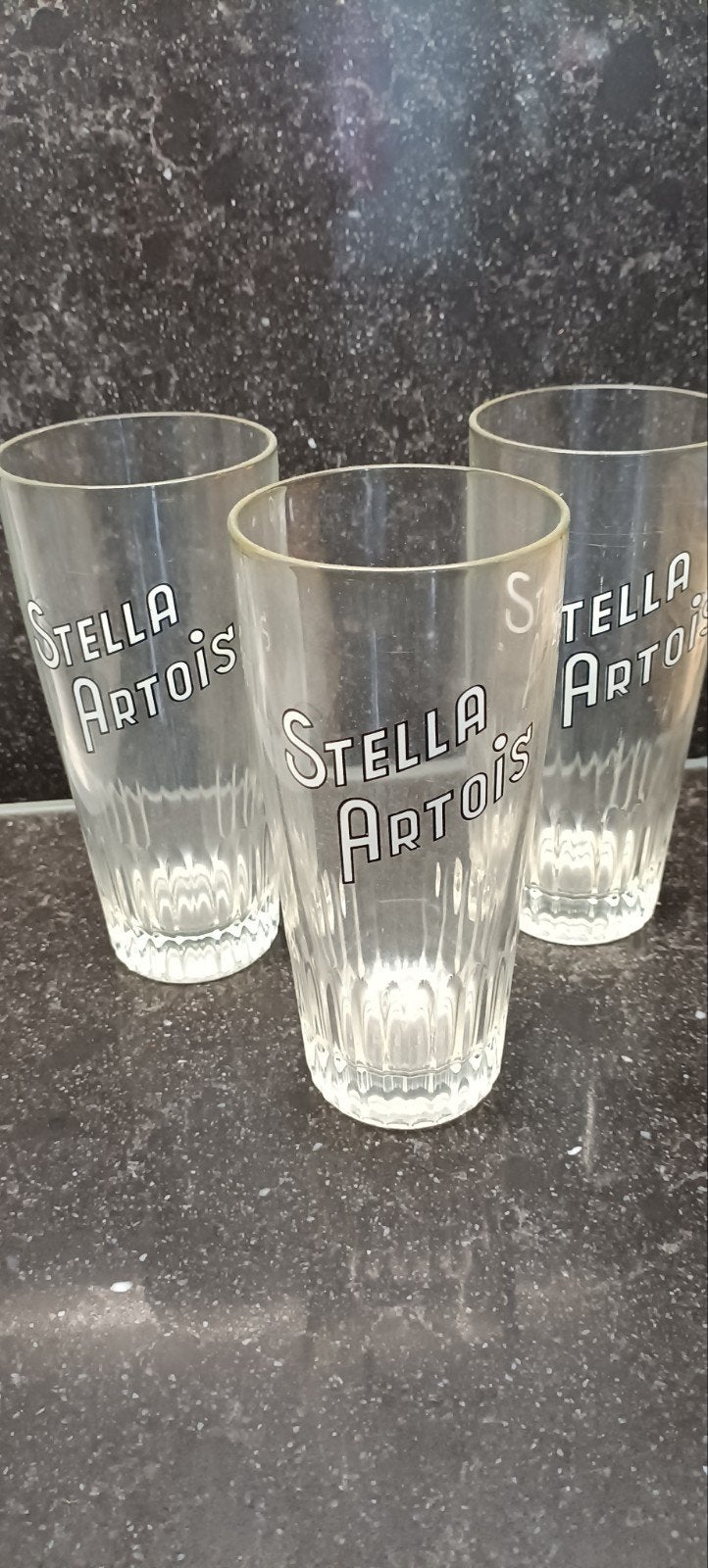 3 oude Bierglazen email Stella Artois 25 CL nieuwstaat, Ophalen of Verzenden