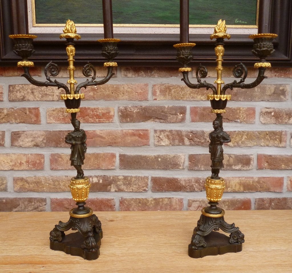 paire de candelabres aux chinois /1820, Antiquités & Art, Enlèvement
