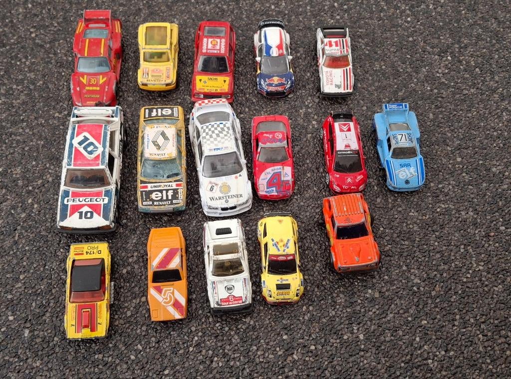 Lot vintage miniatuur metalen sportwagen autorally, Ophalen of Verzenden, Gebruikt