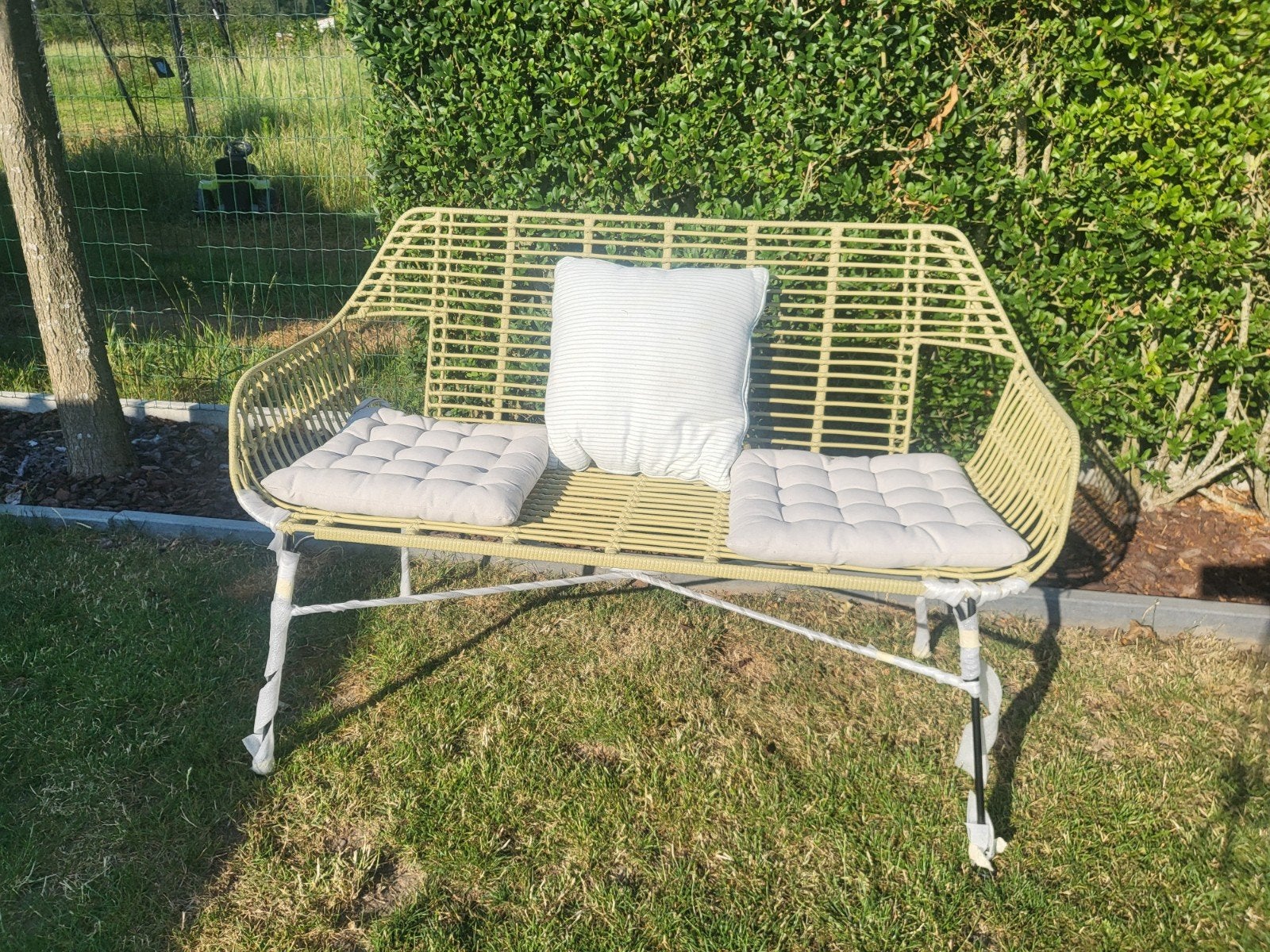 GLOEDNIEUW - Sfeervolle tuinbank in naturel rotan, Jardin & Terrasse, Chaises longues, Enlèvement, Rotin