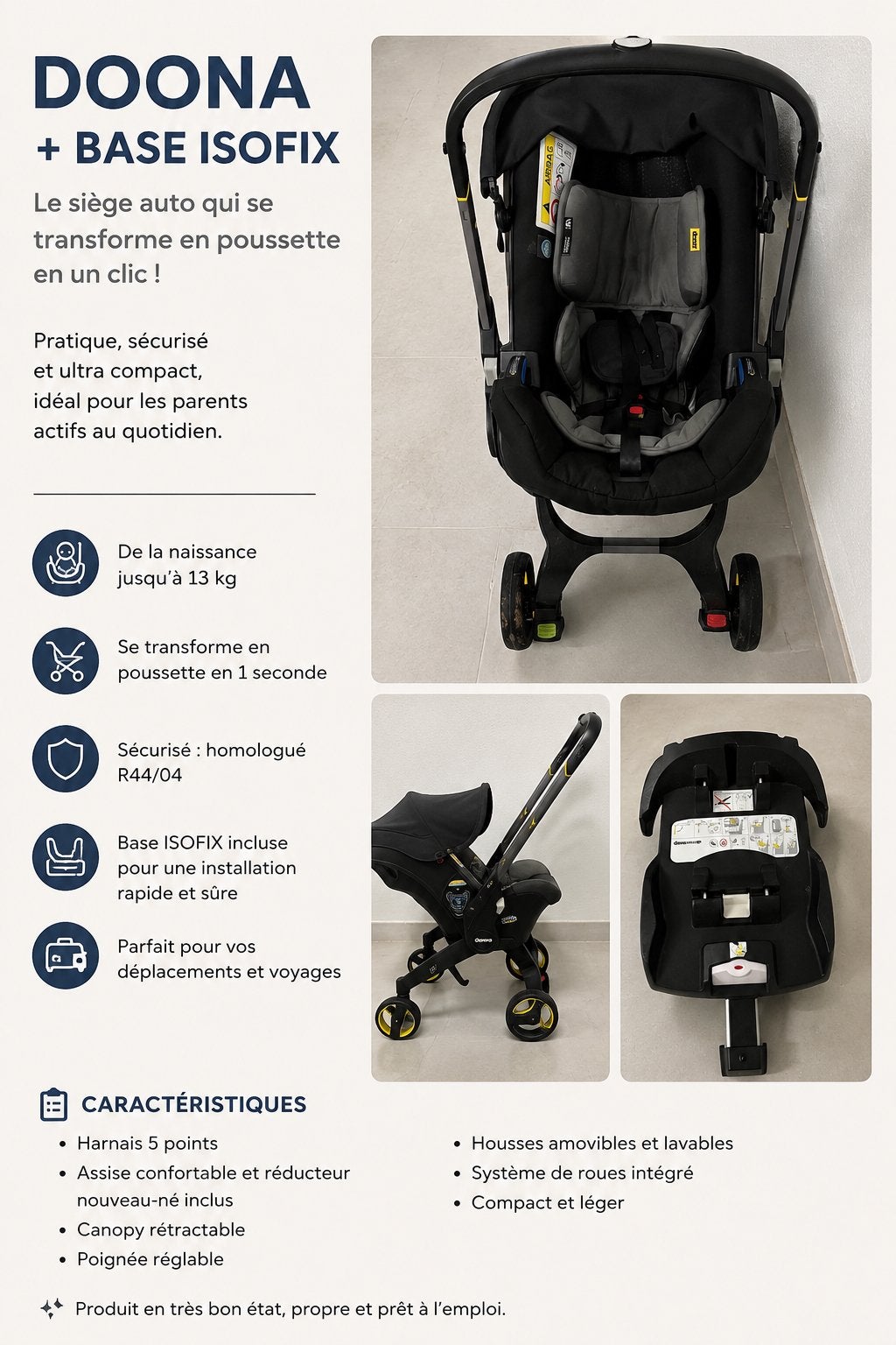 Doona kinderwagen + Isofix-basis, Kinderen en Baby's, Buggy's, Zo goed als nieuw, Ophalen