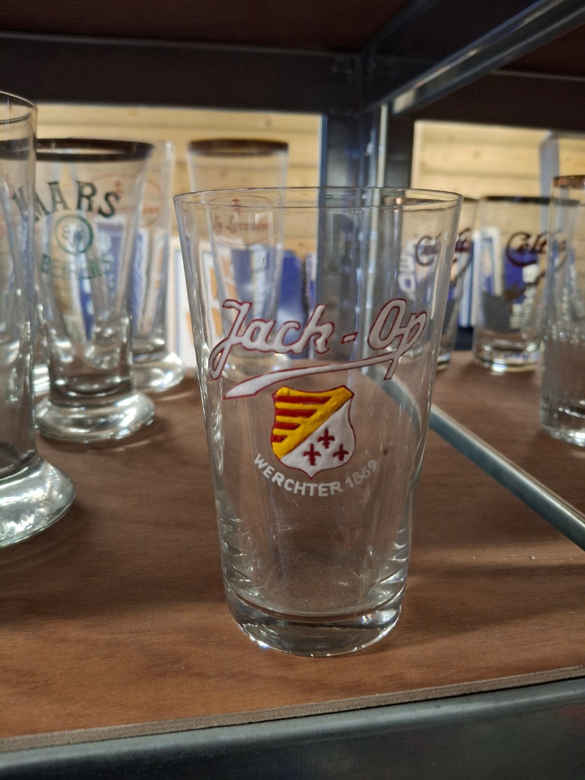oud email bierglas jack op werchter, Verzamelen, Ophalen of Verzenden