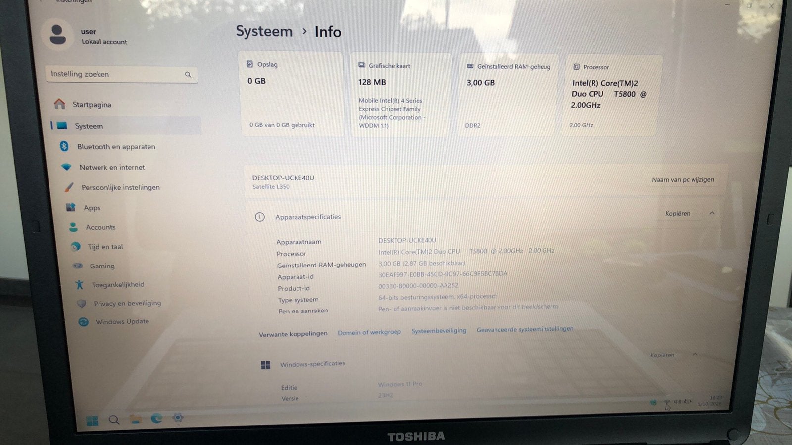 Toshiba Satellite L350 – 17” scherm – Werkende laptop, Computers en Software, Ophalen, Zo goed als nieuw, HDD