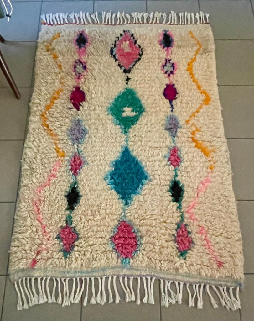 Boujaad berber vloerkleed 150x100 cm, Huis en Inrichting, Stoffering | Tapijten en Vloerkleden, Ophalen, Gebruikt, Crème, Rechthoekig