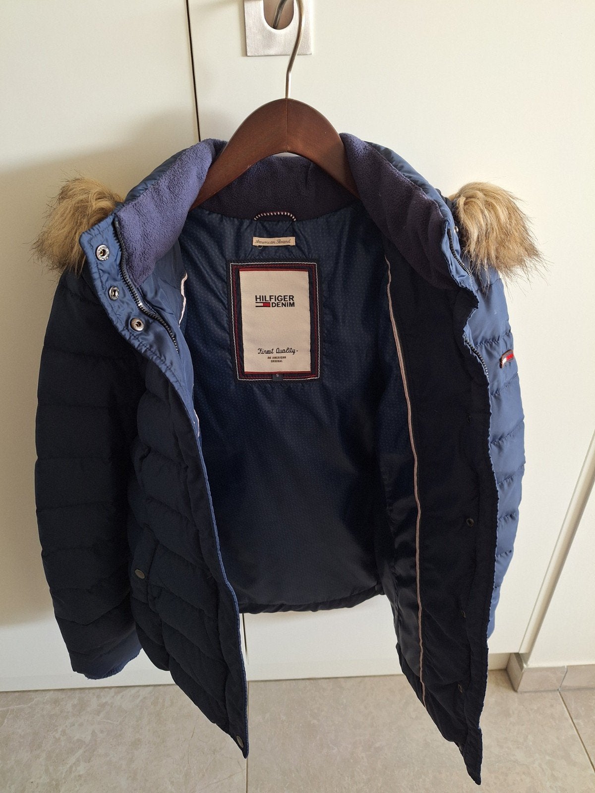 Te koop Winterjas, Kleding | Dames, Tommy hilfiger, Blauw, Ophalen of Verzenden, Zo goed als nieuw