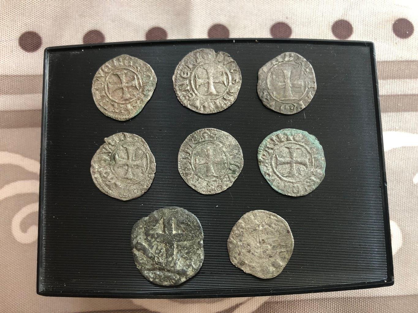 8 middeleeuwse stukken (Tornesello) Michele Morosini 1382 AD, Postzegels en Munten, Ophalen of Verzenden, Italië, Losse munt, Zilver