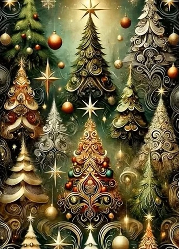 50x40cm Diamond Painting kerstbomen (vierkant) nr 1, Groen, Nieuw, Ophalen of Verzenden, Overige materialen