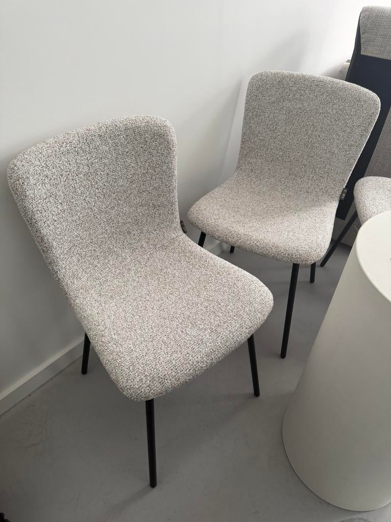 Stoelen te koop (stof mix beige/wit) 4 stuks, Huis en Inrichting, Stoelen, Ophalen, Wit, Nieuw, Vier