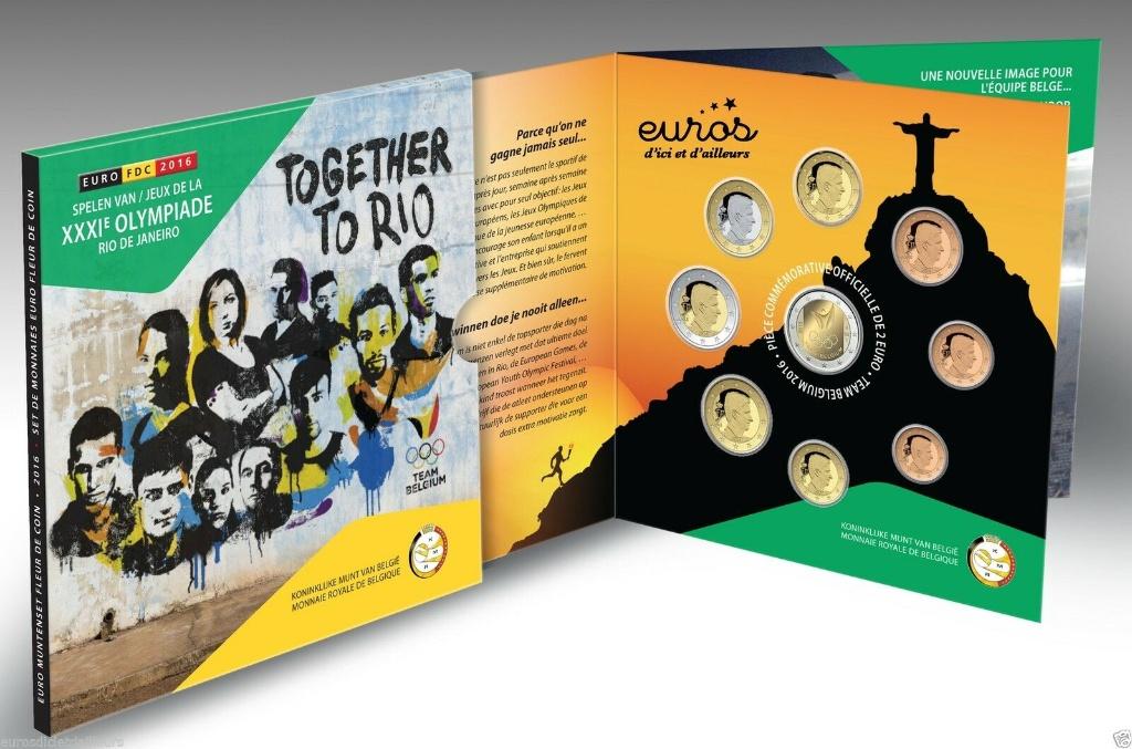 Belgique : Coffret 2016 euro - Rio (8 pièces), Timbres & Monnaies, Monnaies | Belgique, Envoi, Série