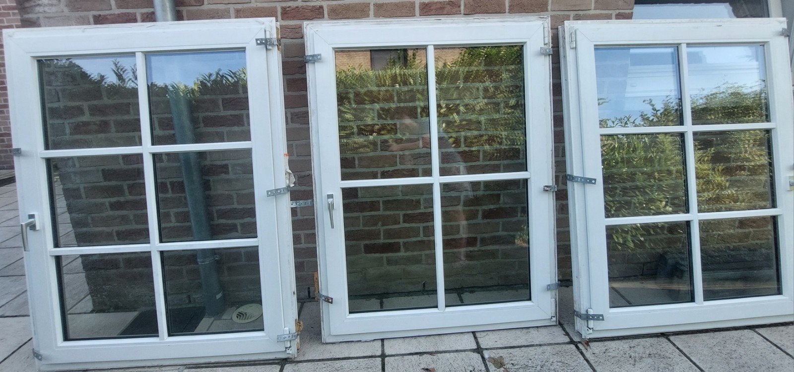 Lot de 3 châssis double vitrage oscillo-battants, Double vitrage, 120 à 160 cm, Fenêtre de façade ou Vitre, Enlèvement