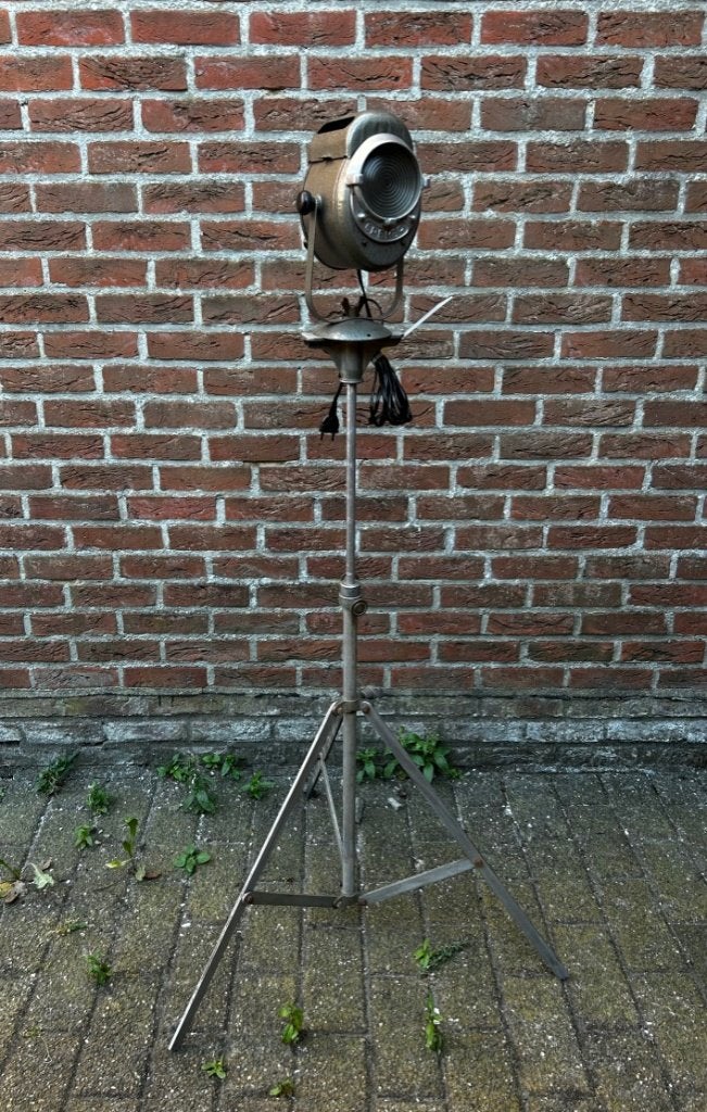 A.E. Cremer studiolamp, theaterspot 1950s, Huis en Inrichting, Lampen | Vloerlampen, Gebruikt, 200 cm of meer, Glas, Industrieel