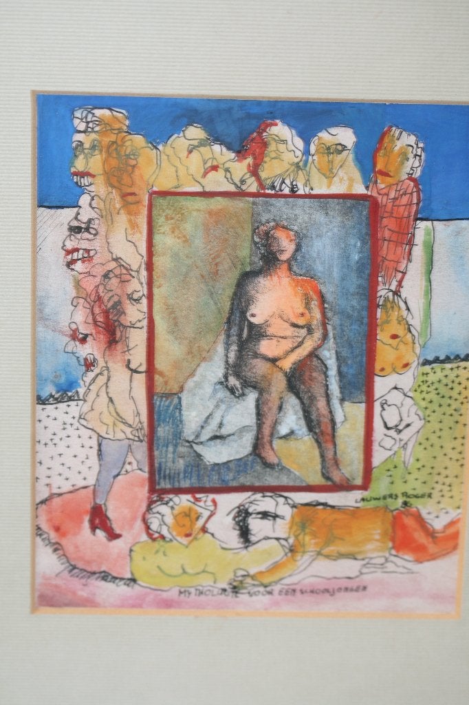 Lauwers Roger 1986 Aquarel schilderij, Antiquités & Art, Art | Peinture | Classique, Enlèvement ou Envoi, Daté, Aquarelle
