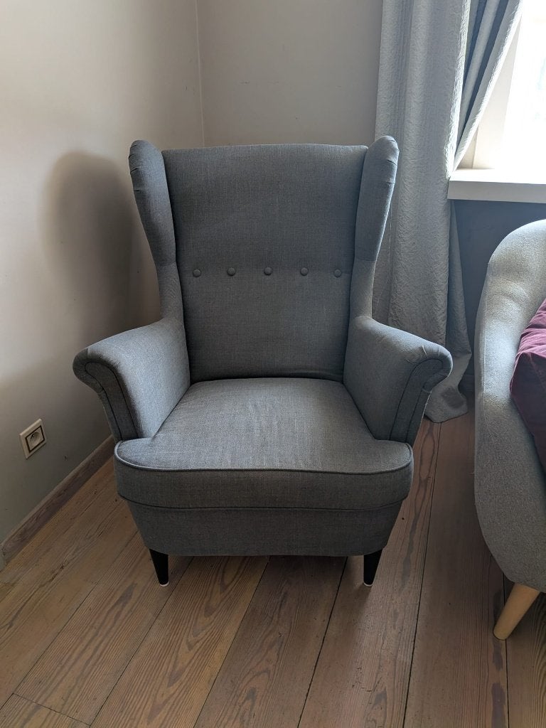 Grijze oorfauteuil / relaxstoel, Ophalen