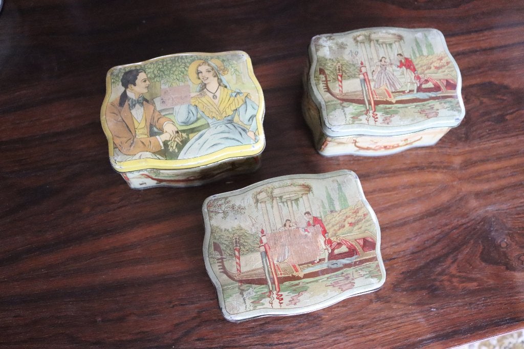 Vintage originele blikken doosjes 3st, Ophalen, Gebruikt