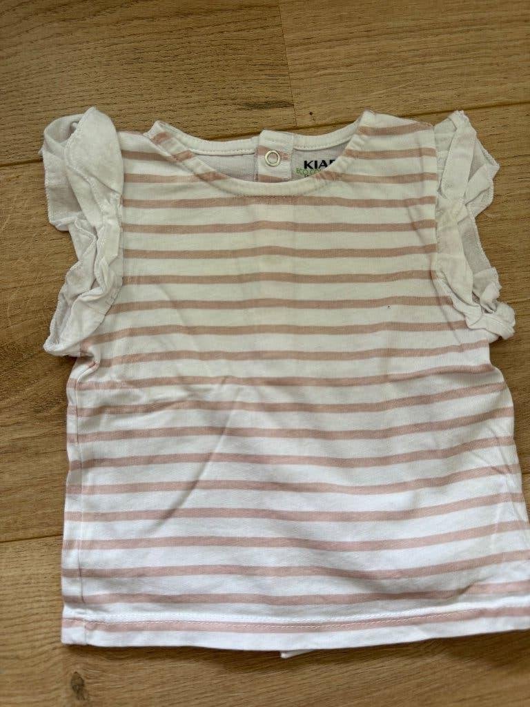 T-shirt Kiabi rayé blanc/rose, Enfants & Bébés, Garçon ou Fille, Enlèvement ou Envoi, Chemisette ou Manches longues, Neuf