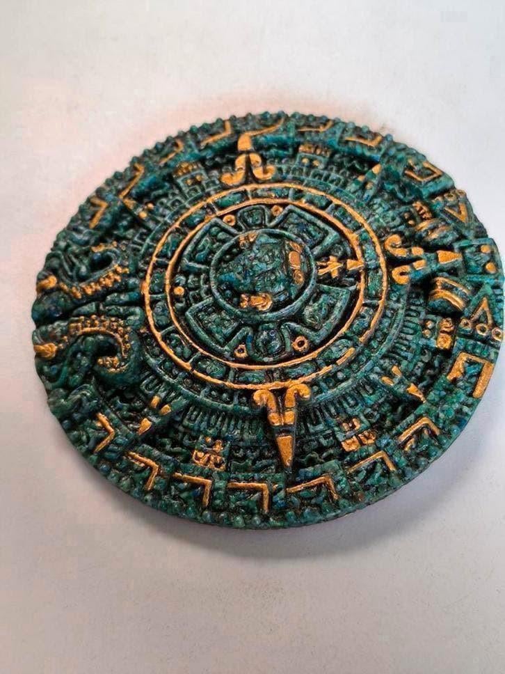 Azteekse zonnekalender, malachiet, Antiek en Kunst, Ophalen of Verzenden