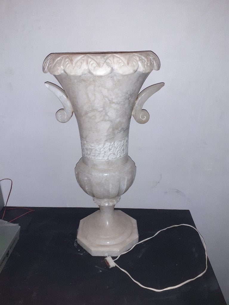 Grote Vintage Marmeren / Albasten Amfoor Tafellamp, Ophalen, Vintage