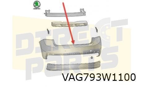 Skoda Fabia (8/21- )(6V) achterbumper (bij PDC) (te spuiten), Auto-onderdelen, Carrosserie, Bumper, Skoda, Achter, Nieuw, Verzenden