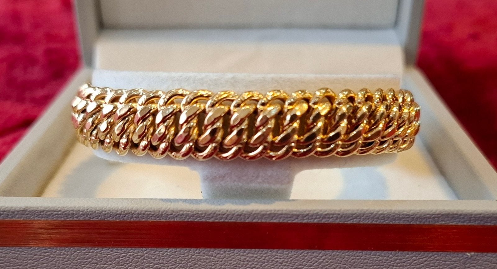 Prachtige originele Amerikaanse mesh-armband in 18k goud, Handtassen en Accessoires, Armbanden, Ophalen, Zo goed als nieuw, Goud