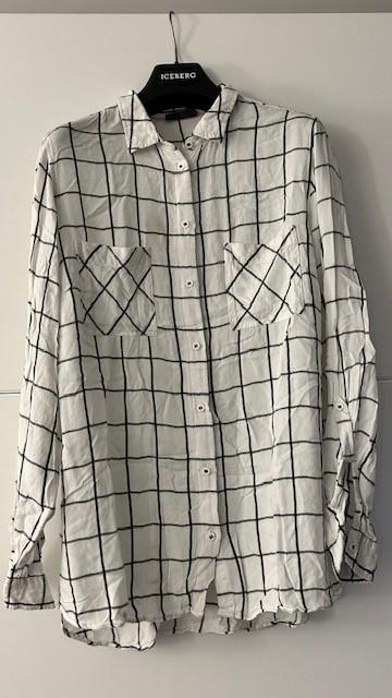 Yessica witte blouse met zwarte strepen en lange mouwen, Maat 42/44 (L), Ophalen of Verzenden, Zo goed als nieuw, Wit