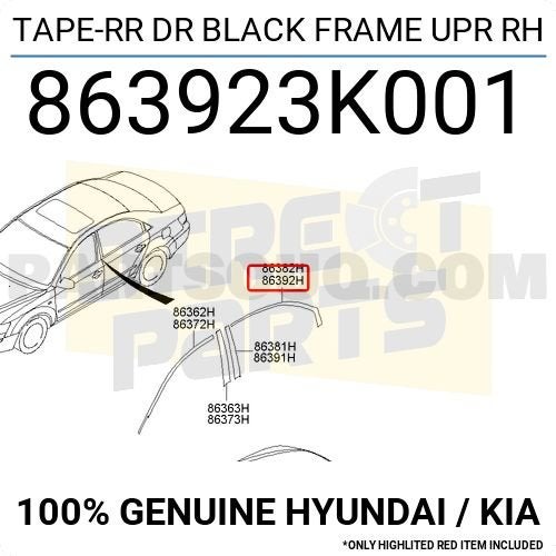 Hyundai Sonata IV/V (6/01-9/10) (EU4) Zwart frame sticker Re, Neuf, -, Hyundai, -