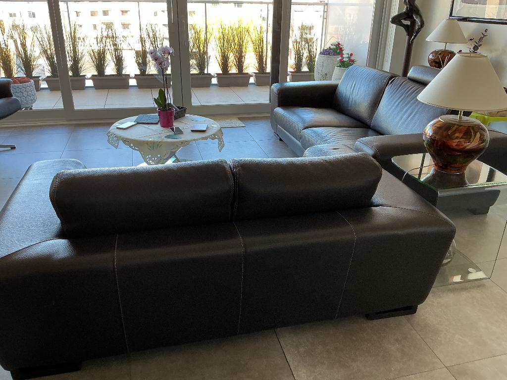 Lederen salon Roche Bobois te koop - 700€, Enlèvement, Utilisé, Banc droit, Cuir